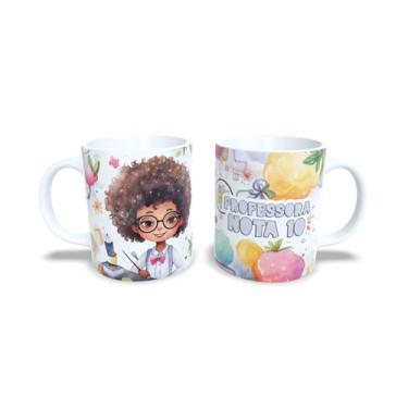 Imagem de Caneca de Cerâmica 325ml Dia dos Professores, Design Floral com Ilustração, Presente para Professora (14111)