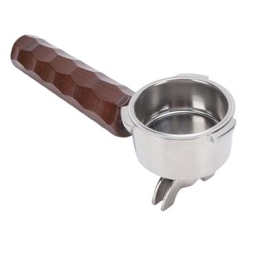 Imagem de AYNEFY Portafilter de café Portafilter 51mm de Aço Inoxidável Sem Fundo 3 Orelhas Suporte de Filtro de Madeira Suporte para Máquina de café Expresso Acessório Adequado para Barsetto Mini Derlla Aca