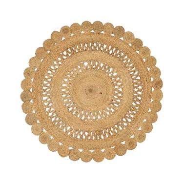 Imagem de RIANGI Tapete de juta trançado à mão – redondo de 9 cm – Tapetes reversíveis para sala de estar, quarto, sala de jantar, cozinha – Tapetes decorativos naturais para área de entrada Boho – Tapete
