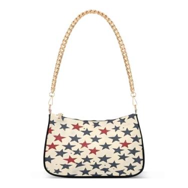 Imagem de CEBUGI Bolsas transversais para mulheres, bolsa de ombro com estrelas do Dia da Independência, bolsa clutch estilosa com alça de corrente