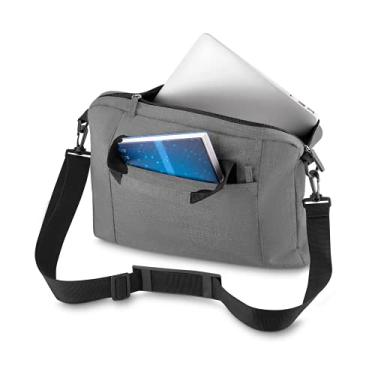 Imagem de Porta Notebook 15.6" Premium Tecido Poliéster - Pasta Executiva Reforçada Forrada - Alça de Mão e Ombro - Bolso Lateral - Maleta Leve e Resistente para Laptop (Cinza)