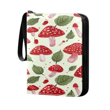 Imagem de Wassud Fichário de 4 bolsos cogumelo vermelho comporta 400 cartões padrão, álbum TCG CCG MTG à prova d'água, presentes para colecionadores, meninos e meninas