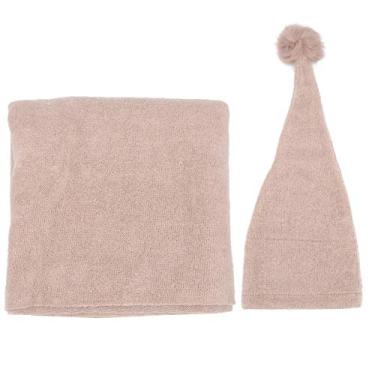 Imagem de CUOFYUNL Adereços para fotos de bebês, cobertor, chapéu, boné de crochê para recém-nascidos, fantasia para crianças pequenas (Bronzeado claro)