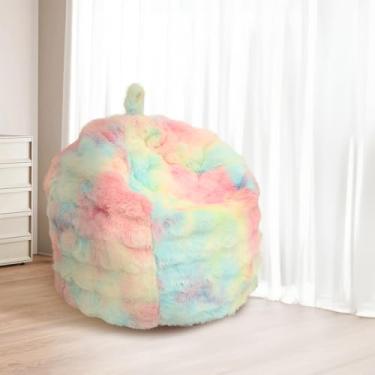 Imagem de Capa de cadeira de pufe de pele sintética de coelho (sem enchimento) Capa de pufe confortável de pele sintética fofa para organizar brinquedos de pelúcia ou saco de feijão bolha têxtil decoração de