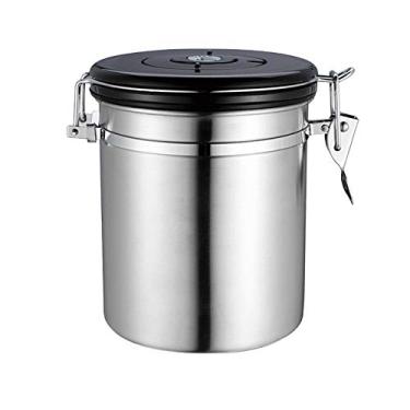 Imagem de Lata de armazenamento hermético aço inoxidável com válvula ventilação para café em grão chá açúcar farinha
