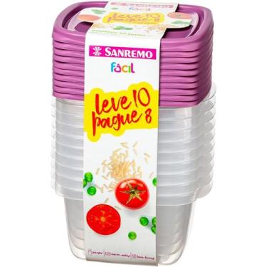 Imagem de Conjunto 10 potes de 800ml hermetrico Sanremo com alça para manuseio