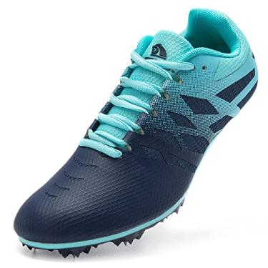 Imagem de Novos sapatos de atletismo para homens, mulheres, crianças, meninos, meninas, 8 pontas, 100 a 400 metros, tênis de corrida profissional para corrida, tênis esportivo de corrida de corrida, Azul, 3