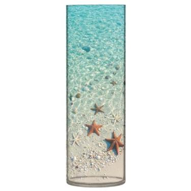 Imagem de JUZIHAI Vaso de praia estrela do mar para flores 9,9 cm x 30 cm cilindro de plástico moderno vaso de flores para centro de mesa de casamento decoração de casa