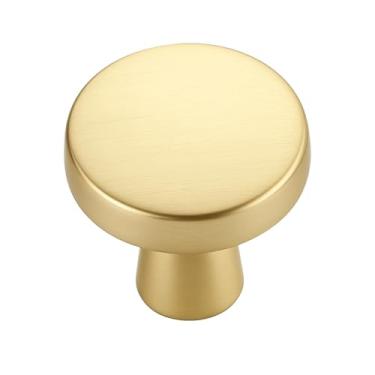 Imagem de Ravinte Pacote com 30 puxadores de armário de latão escovado, mini puxadores redondos de furo único para gavetas de cômoda - 2,5 cm de diâmetro