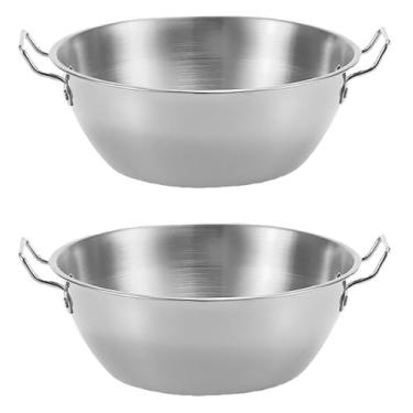 Imagem de YIKANGHENG 2 tigelas de salada de aço inoxidável 304, tigela de duas orelhas de grau alimentício de 900 ml para saladas, sopa, arroz, cereal, café da manhã, jantar, servir e aveia em casa e ao ar