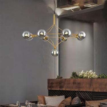 Imagem de OUFULA Lustre Moderno LED Moda Arte Sala de Estar Restaurante Quarto Villa Hotel Balcão Escadas Café Bar Lâmpada Pendente (E C 9 luzes)