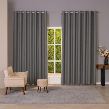 Imagem de Cortina Blackout para Sala - Tecido 100% Corta Luz Impermeável, Anti-Ruído e Privacidade, Ideal para Sala de Estar, Quarto e Escritório, Design Elegante e Durável (Cinza,6,00 x 2,80 m)