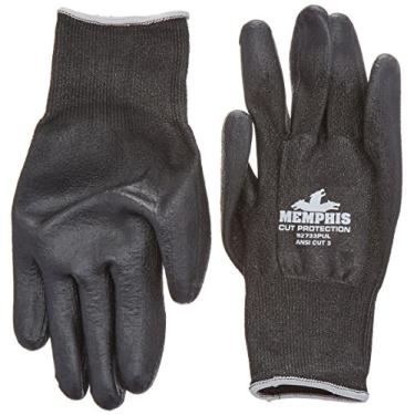 Imagem de MCR Safety 92733PUXXL Memphis Cut Pro luvas, calibre 13, HPPE preto/capa sintética, palma de poliuretano preta/dedo, XGG, 1 par