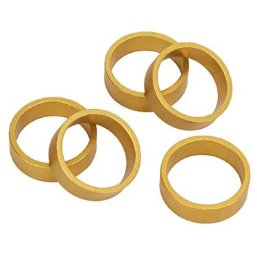 Imagem de KIMISS Conjunto de Arruela de Fone de Ouvido de Bicicleta 5 Peças 10mm - Espaçadores de Fone de Ouvido de Liga de Alumínio Brilhante para Bicicletas de Montanha e Estrada (Ouro)