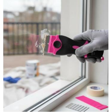 Imagem de Raspador de lâmina de barbear, ferramenta raspadora de limpeza com 20 peças de lâminas de metal e plástico, raspador de vidro multiuso para janelas, decalques, adesivos, etiquetas, adesivos, cooktop