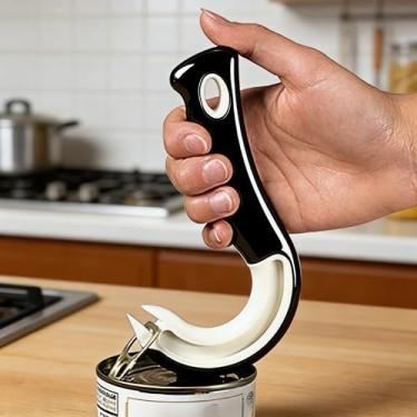 Imagem de Abridor de lata de anel fácil de abrir - extrator de aba superior - abridores de abas fáceis para latas, refrigerante, cerveja, lata, comida de gato, 1 pacote (preto e branco)