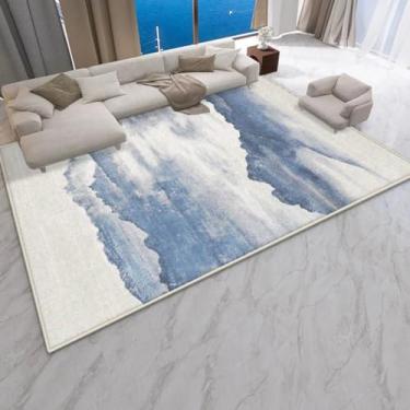 Imagem de Tapete para sala de estar com decoração abstrata moderna, tapete grande para sofá, quarto, sala de estar, tapete de chão fácil de limpar (140 x 200 cm/Sem fiapos - 1)