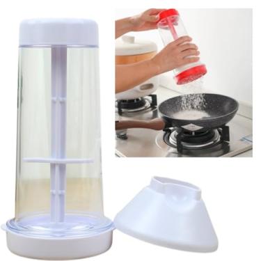 Imagem de Tapioqueira Polvilhador Tapioca Farinha com Tampa Armazena e Peneira Misturador Com Peneira Armazenador de Tapioca Beiju Farinha Goma Ideal para Fazer e Guardar Tapioca sem Grumos (Branco)