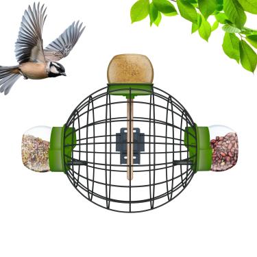 Imagem de LONA Alimentador de pássaros com bola de sebo alimentador de pássaros para janela externa com 4 métodos de instalação, alimentador de tubo transparente com poleiro de metal, impermeável, à prova de