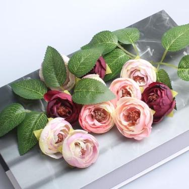 Imagem de 15 peças, decoração de flor de rosa artificial, conjunto de cabeças de flores decorativas em estilo rosa para mesa de casamento em casa, decoração floral, uso em arranjo floral, roxo