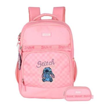 Imagem de Kit Escolar Lilo Stitch Mochila Costas + Estojo Triplo Luxo - Luxcel, 