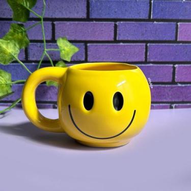 Imagem de Caneca Divertida Emoji Sorriso Cerâmica 350ml Decoração Criativa para 