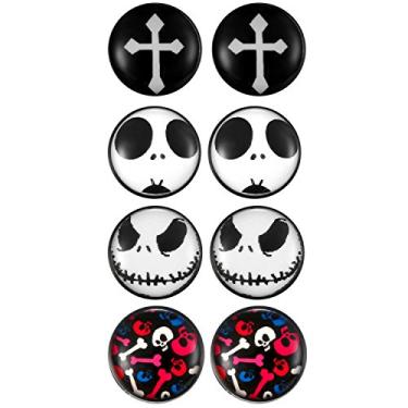 Imagem de Rofusn Brincos de piercing magnético de Halloween para homens e mulheres, 4 pares de brincos falsos de 10 mm com clipe sem piercing