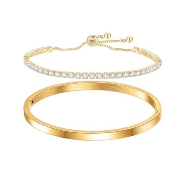 Imagem de VanSabrina Conjunto de pulseira banhada a ouro, Medium, Aço inoxidável, Sem Pedra Preciosa