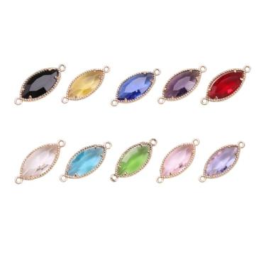 Imagem de ARTISAMILY 20 peças de pingentes ovais de elos de vidro cristal conector olho de cavalo elos lindos brincos de vidro de 2 furos chaveiro pingentes para colar, joias, artesanato, fornecedor, 21 x 9 mm