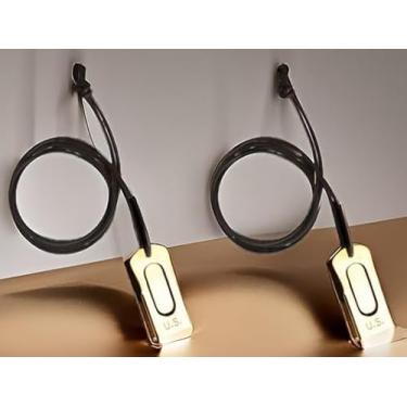 Imagem de Mythrojan Clicker de treinamento de animais de estimação de latão e aço para treinamento de animais de estimação clicker de treinamento de cães com cordão de couro gravado nos EUA WII Military Metal