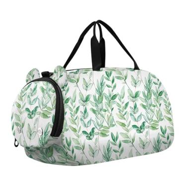 Imagem de Bolsa esportiva para meninos, coalas fofos, Natal, verde, presente de fim de semana, bolsa de viagem para meninas, Natureza botânica verde aquarela, Clássico