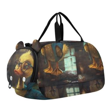 Imagem de Lindas bolsas de viagem Boston Terrier para meninas, bolsas noturnas, bolsa esportiva para meninos, Pato fofo engraçado, Clássico