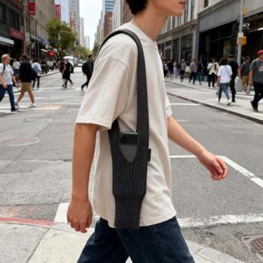 Imagem de Bolsa de ombro de malha para celular – Bolsa transversal elegante e funcional para smartphones para academia, trabalho, viagens essenciais (preta)