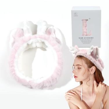 Imagem de Fitas de maquiagem femininas – tiara de spa fofa para lavar o rosto e cuidados com a pele, orelhas de alce fofas, faixa de cabeça de spa para mulheres, presente moderno, acessórios de cabelo de lã