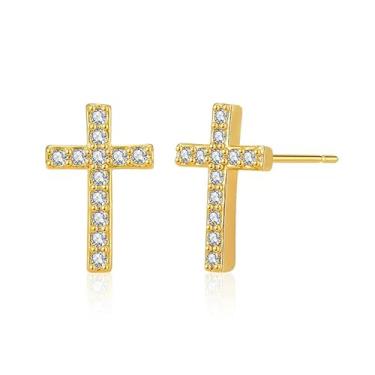 Imagem de Brincos femininos pequenos banhados a ouro 14K - Mini brincos chiques, hipoalergênicos