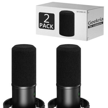 Imagem de Geekria Capa de espuma antipop compatível com microfone Fifine AmpliGame K688, capa de espuma antipop, filtro de esponja, para-brisas de microfone flocado (preto)