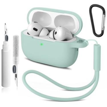 Imagem de Meliya Capa para AirPods Pro/Pro 2 2019/2022/2023 com kit de limpeza, capa protetora de silicone macio para Apple AirPods Pro 1ª/2ª geração com chaveiro e cordão para mulheres e homens, suculentas