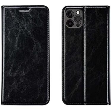 Imagem de KKFAUS Capa de concha magnética para Apple iPhone 12 Pro Max 6,7 polegadas Stent Function couro TPU à prova de choque Folio Case Carteira [Suporte de cartão] (Cor: Preto)