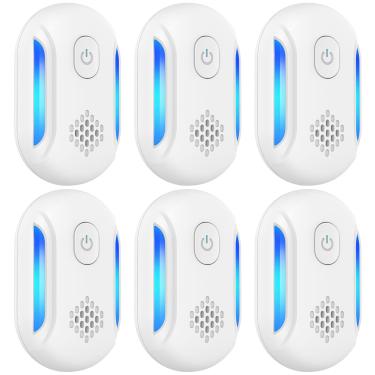 Imagem de Repelente ultrassônico de pragas, pacote com 6, plugue eletrônico, repelente ultrassônico de controle de pragas para insetos, ratos, aranhas, mosquitos, baratas
