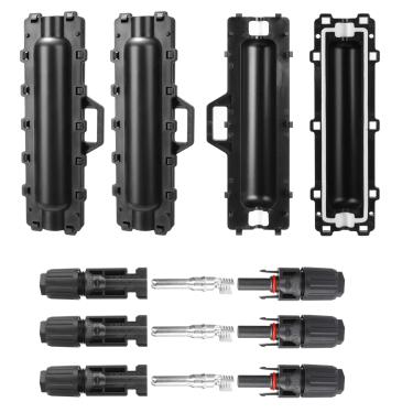 Imagem de CXWUZH Pacote com 3 caixas de proteção de conectores solares fotovoltaicos 12 AWG com 3 pares de conectores solares macho/fêmea para RV, sistemas fotovoltaicos, estações de energia fotovoltaicas