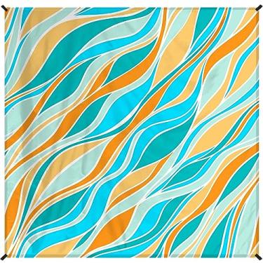 Imagem de Cobertor de praia 198 cm × 203 cm – Tapete grande à prova d'água, à prova de areia, sem areia, para 1 a 5 adultos, leve, durável, compacto para praia, viagem, acampamento, caminhada, piquenique