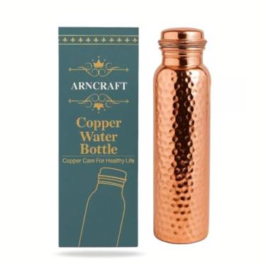 Imagem de ARNCRAFT Garrafa de água de cobre - extra grande de 963 g - um recipiente de cobre puro ayurvédico martelado para beber - beba mais água, reduza sua ingestão de açúcar e aproveite os benefícios para a