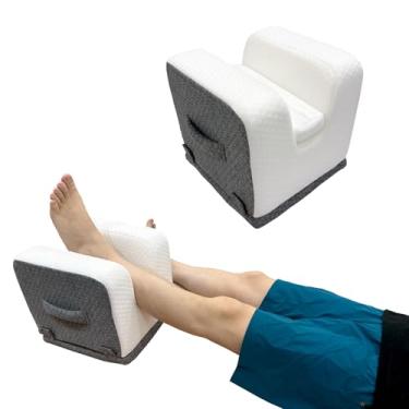 Imagem de bibahala Almofada de substituição de joelho – 4 alturas ajustáveis para extensão total da perna reta – Equipamento de recuperação pós-cirurgia com alça – Cunha de elevação da perna para cirurgia do