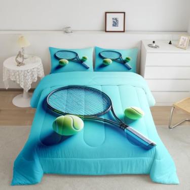 Imagem de Castle Fairy Jogo de cama queen, moderno, moderno, esportivo, para crianças, adolescentes, bola de tênis, jogos, competição, edredom com 2 fronhas