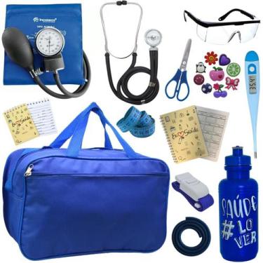 Imagem de Kit Enfermagem Academico Estetoscópio Aparelho de Pressão Bolsa Multi 