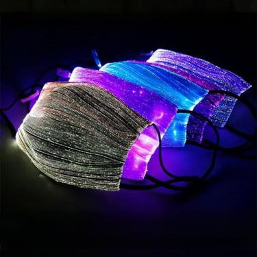 Imagem de Luz LED no Rosto Recarregável via USB Brilhante Luminoso para Festa de Halloween Festival Dança Rave Trajes Mascaras