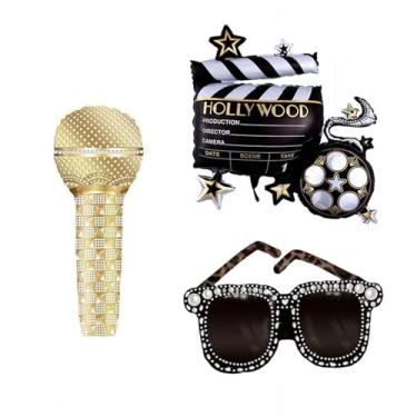 Imagem de Morndew 3 PCS Cinema Foil Balloon for Movie Night Party Hollywood Themed Party Birthday Wedding Party Decorations