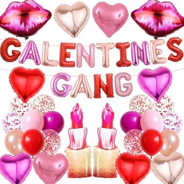 Imagem de Galentines Gang Balloons Banner Set - Decorações de Dia de Galentinos com Letras Coração Folha Lábios Balão, Suprimentos de Festa Noturna para Meninas para Mulheres Amigas, Decoração de Dia dos