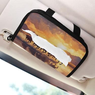 Imagem de SEHANY Suporte de lenços de carro Majestic Horse, caixa de lenços para carro, viseira solar, porta-guardanapos retangular, dispensador de máscara de carro, caixa de lenços de papel para automóveis