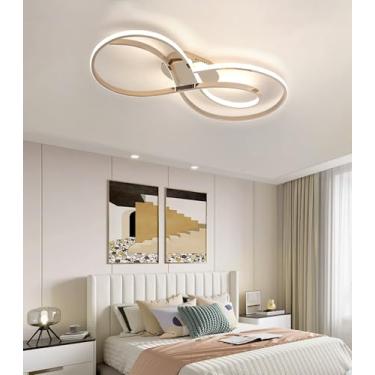 Imagem de Luminária de teto LED moderna em formato de arco, com intensidade regulável, controle remoto e mudança de cor (3000K-6000K). Ideal para interiores, quartos, salas de estar e salas de jantar